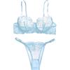 Lilosy Sexy floreale ricamato Mesh Donne ferretto Push Up Lingerie Set, Floreale azzurro., Small