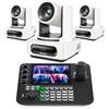 Tenveo Bundle/Kit Telecamera PTZ e Controller 3 Telecamere NDI PTZ 4K con Auto-Tracking AI 20X Zoom, SDI/HDMI/USB3.0/LAN(PoE) e Controller Schermo Quadruplo da 7" per Live Streaming