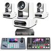Tenveo Bundle/Kit Telecamera PTZ e Controller 3 Telecamere NDI PTZ 4K con Auto-Tracking AI 20X Zoom, SDI/HDMI/USB3.0/LAN(PoE), Controller Joystick NDI 5", Switcher Mixer Video e Switch PoE