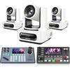 Tenveo Bundle/Kit Telecamera PTZ e Controller 3 Telecamere NDI PTZ 4K con Auto-Tracking AI 20X Zoom, SDI/HDMI/USB3.0/LAN(PoE), Controller Joystick NDI Screen da 5" con Switcher Mixer Video