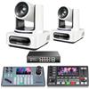 Tenveo Bundle/Kit Telecamera PTZ e Controller 2 Telecamere NDI PTZ 4K con Auto-Tracking AI 20X Zoom, SDI/HDMI/USB3.0/LAN(PoE), Controller Joystick NDI 5", Switcher Mixer Video e Switch PoE