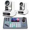 Tenveo Bundle/Kit Telecamera PTZ e Controller 2 Telecamere NDI PTZ 4K con Auto-Tracking AI 20X Zoom, SDI/HDMI/USB3.0/LAN(PoE) e Controller Joystick con Screen da 5" per Live Streaming