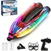 FORMIZON Barca RC 25 km/h, Barca Telecomandata 2,4GHz con Luce LED per Piscine e Laghi, Motoscafo Radiocomandato con Anti-Ingroppo Posteriore, Barche da Corsa Speedboot per Bambini e Adulti (Rosso)