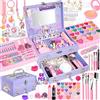 POWLYB Trucchi Bambina Set, Sicuro e Atossico e Lavabile Valigetta Trucchi Bambina Anallergici, Trousse Trucchi Bambina Natale Compleanno Regalo 4 5 6 7 8 9 10 Anni