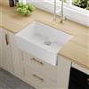 DeerValley Lavello da cucina in ceramica 60,5 × 40,8 cm - Farmhouse lavello da cucina bianco, grande lavello da incasso, casa di campagna, resistente ai graffi, con griglia in acciaio inox e filtro