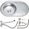 Melko 77 x 50 cm lavello da incasso rotondo in acciaio inox ripiano - SINISTRA cucina lavello