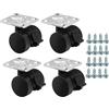 SOTECH 4 ruote per mobili AACHEN Ø 35 mm nero con freno (freni) incl. set di viti su piastra 47 x 47 mm portata fino a 160 kg (40 kg per ruota)