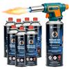 Eurocatch Bruciatore a Gas 1300°C - Accensione Elettrica - Fiamma Regolabile - Set con 8x Cartucce Butano 227g