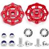 Alethron 2 manopole per valvola di arresto in metallo ferro con viti, dadi e rondelle, valvola, manopola, rubinetto, 6 x 6 mm, valvola a sfera quadrata, per rubinetto, manopola, colore rosso
