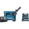 Makita DHP 458 RF1J - Trapano avvitatore a percussione a batteria da 18 V + 1 batteria da 3,0 Ah + caricatore rapido + punta Makita B-53811 e set di punte da 100 pezzi