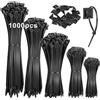 Miiepls 1000 Pezzi Fascette Plastica,Fascette Elettricista 100/150/200/250/300 mm x 3,6 mm Fascette Stringicavo Viene Fornito con 50 Basi Adesive,per Gestione dei Cavi Elettrici, Fili, Giardinaggio