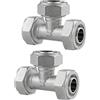 Jingzan Confezione da 2 raccordi a T da 1,9 cm, tubi da 3/4 x 3/4 x tubi da 3/4, ottone nichelato, raccordi per tubi dell'aria compressa per negozi e garage