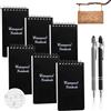 QLFJ-FurDec 6pcs Block Notes Impermeabili e 2 Penne Gel Nere in Metallo, Field Notes A7 Rite in the Rain Con Spirale, Blocco Note Piccoli 3x5 Pollici, Piccolo Taccuino Tascabile