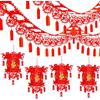 FangBoJie Lanterne decorative cinesi di Capodanno, lanterne rosse e ghirlande Fu Zi, decorazione cinese per Capodanno e decorazione asiatica