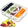 Qurxuanwe Contenitori Alimenti Frigorifero con Coperchio & 4 Scomparti, Contenitore Spuntino Rimovibili Portatile, Scatola Organizer Frutta Riutilizzabile, Vassoio Spuntini per Caramelle, Verdure, Noci,Insalata