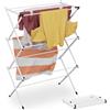 Relaxdays Stendibiancheria Verticale, Stendino Pieghevole a Torre con 11 Aste per Vestiti, 104x73x38 cm, Metallo, Bianco
