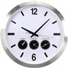 Perel Orologio mondiale analogico con 3 fusi orari, sincronizzazione automatica DCF, ampio quadrante facile da leggere, orologio da parete con cambio automatico ora legale/solare, ideale per ufficio