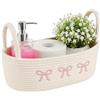 powerking Cesto in tessuto con fiocco rosa con sacchetti regalo e nastri, cestino per carta igienica, cestino portaoggetti con manici, per armadio, bagno, camera da letto, baby shower, cameretta dei