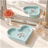 BLESWIN Simpatico portagioie in silicone a forma di cuore, morbido vassoio porta anelli, piccola ciotolina per chiavi, regalo di arredamento d'interni estetico per donne, azzurro