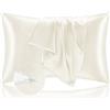 Homebliss Federe Cuscino Letto 50x80 in Raso - Federa Setoso Proteggere Pelle e Capelli - OEKO-TEX - Super Morbida e Ipoallergenico - Federa 2 Pezzi con Cerniera Beige