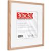 HIMEETIME® 1x Cornice Foto in Legno Quercia 30x30 cm，Passepartout 20x20cm,quadrata Cornice 30x30 con Vetro artificiale infrangibile- Solo esposizione da parete