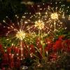 Hopelit Decorazione da giardino a energia solare, per esterni, 2 pezzi, 150 LED, per fuochi d'artificio, decorazione natalizia, 8 modalità, impermeabile, per pathway, balcone, decorazione - bianco