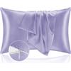Homebliss Federe Cuscino Letto 50x90 in Raso - Federa Setoso Proteggere Pelle e Capelli - OEKO-TEX - Super Morbida e Ipoallergenico - Federa 2 Pezzi con Cerniera Lilla