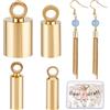 Beebeecraft 80Pcs 4 Dimensioni 24K Placcato Oro Cappucci Terminali A Crimpare Liscio Cappucci estremità Barile con Anello Ad Anello per Cordoncino di Pelle Braccialetti Creazione di Gioielli