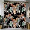 Ttincceer 140x200cm Tende da doccia animali selvatici, giungla, leone feroce, tigre, foresta pluviale tropicale, safari, tende decorative per il bagno con ganci, resistenti all'acqua
