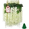 BIRDDIE Bianco 24 Pezzi Glicine Artificiale 3.75 Feet | Piante Finte da Esterno Fiori di Glicine Artificiale Appeso Ghirlanda per Sfondo Matrimonio Giardino e Decorazione Murale