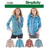 Simplicity Simplcity cartamodello 1538: Camicia da Donna con Bottoni sul Davanti, Taglia, Carta, Bianco, R5 (14-16-18-20-22)