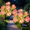 Qoosea Lampade Solari da Giardino Esterno, 2 Pezzi luci solari fiore di rosa con 8 Modes d'éclairage, Luce Solare Esterna Impermeabili Illuminazione Fiori Decorazione per Giardino, Terrazza, Nozze