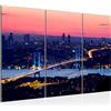 Runa Art Istambul Turchia Quadri Soggiorno Grande Blu Ponte Panorama 120 x 80 cm 3 Pezzi Decorazione Murale 603831a