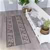 TAPISO Dream Tappeto Runner Passatoia per Corridoio Cucina Ufficio Entrata Ingresso Sala Design Moderno Motivo Astratto Floreale Geometrico Mosaico Grigio Scuro Rosso Pelo Corto 60 x 270 cm