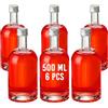 Amajoy 6 bottiglie vuote di vetro Nocturne da 500 ml, con tappo a vite, bottiglia di vino, aceto
