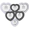 Gicos Porta foto portafoto in plastica cornice multiplo 6 posti forma cuore colore bianco grigio 50 * 42 * 4 cm MOG-837609