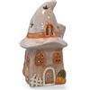 Logbuch-Verlag Casetta decorativa autunnale con zucca e camino, altezza 18 cm, decorazione autunnale, casa delle streghe con apertura posteriore