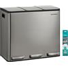 SONGMICS Pattumiera Cucina 3 x 18 L, 15 Sacchetti, Acciaio | Cestino per Raccolta Differenziata 3 Scomparti, Secchi Rimovibili, Coperchio, Maniglie, Chiusura Morbida, Argento, LTB254EZ01