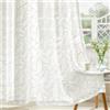 MIULEE Tende Ricamate a Foglie Trasparenti per Soggiorno e Camera da Letto - Eleganti e Moderne Con Occhielli, Set di 2 Pezzi 140X220 cm Bianco