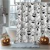 AIBIIN Tenda da doccia con fantasmi di Halloween nero e bianco carino divertente cartone animato fantasmi tende da bagno in poliestere resistente con 12 ganci 180 x 180 cm