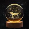 Flexzion Lampada notturna a forma di balena 3D, a forma di balena, luce LED in vetro ologramma con base in legno massello, alimentata tramite USB, con luminosità regolabile, per decorazione domestica,