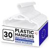 Iris Ohyama, Grucce in plastica multiuso, confezione da 30, appendiabiti salvaspazio con clip, gancio, bianco, senza BPA, armadi, camicie, cappotti, cravatte, abiti, pantaloni, spessi, resistenti, CHG