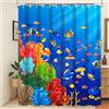 Xiaoterna Tenda da doccia vita marina Pesce cartone animato Fauna Barriera Corallina Tenda da bagno Gruppo di pesci colorati subacquei tropicali Tenda da doccia in corallo 200x180cm