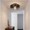 Licht-Erlebnisse Lampada da soffitto in vetro e metallo grigio fumo per soggiorno corridoio cucina ufficio Ø 35 cm rotonda E27 elegante antiabbagliante accogliente e confortevole lampada da soffitto moderna OMURSE