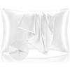 Homebliss Federe Cuscino Letto 50x90 in Raso - Federa Setoso Proteggere Pelle e Capelli - OEKO-TEX - Super Morbida e Ipoallergenico - Federa 2 Pezzi con Cerniera Bianco