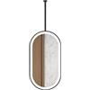 TMKDNNKG Specchio da Bagno Girevole Ovale da soffitto con Luce LED (Nero, 50x80 cm)