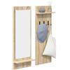 vidaXL Appendiabiti a Muro con Specchio Rovere Sonoma 70 x 10 x 90 cm, Scaffale per corridoio, Appendiabiti Moderno, Supporto a Muro, Organizer per Ingresso, Verticale e stiloso