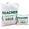PRESSINART Set 2 Borse in Tela Lettura Thank You Tote con Pochette Cosmetica Libro Borsa in Cotone Astuccio Trucco Portamonete per Shopping Lavoro Viaggio Spesa Regalo Compleanno Apprezzamento