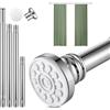 Halinuia Asta di tensione per tenda estensibile 47-160 cm, asta telescopica in acciaio inox per tenda da doccia in voile senza foratura, binario regolabile per porta dell'armadio della cucina del bagno