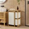 [en.casa] Mobile Portabiancheria in Bambù con Ripiano a Doghe e 3 Sacchi Estraibili per Bucato 70,5 x 49,5 x 33 cm - Beige